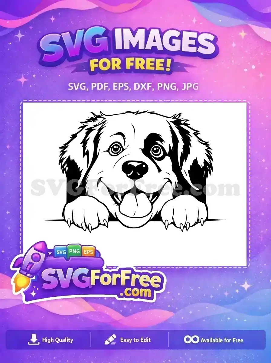 Free Smiling Puppy Free Tongue Out Peeking Dog Free SVG