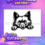 Free Cute Eyes Free Black Dog Peeking Free SVG - Instant Download