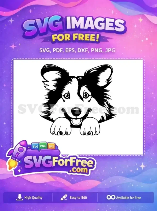 Free Smiling Border Collie Free Happy Pet Peeking Free SVG Free Smiling Border Collie Free Happy Pet Peeking Free SVG
