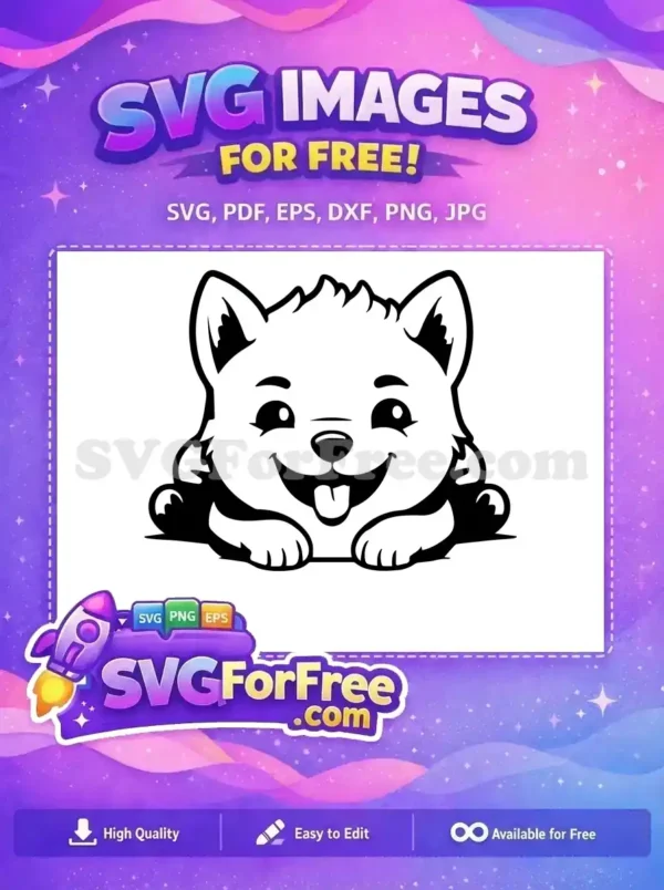 Free Smiling Puppy Free Peeking Dog Cute Pet Free SVG