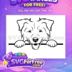 Free Happy Puppy Face Free Peeking Dog Border Free SVG - Instant Download