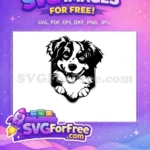 Free Smiling Border Collie Free Peeking Dog Silhouette Free SVG 2 - Instant Download
