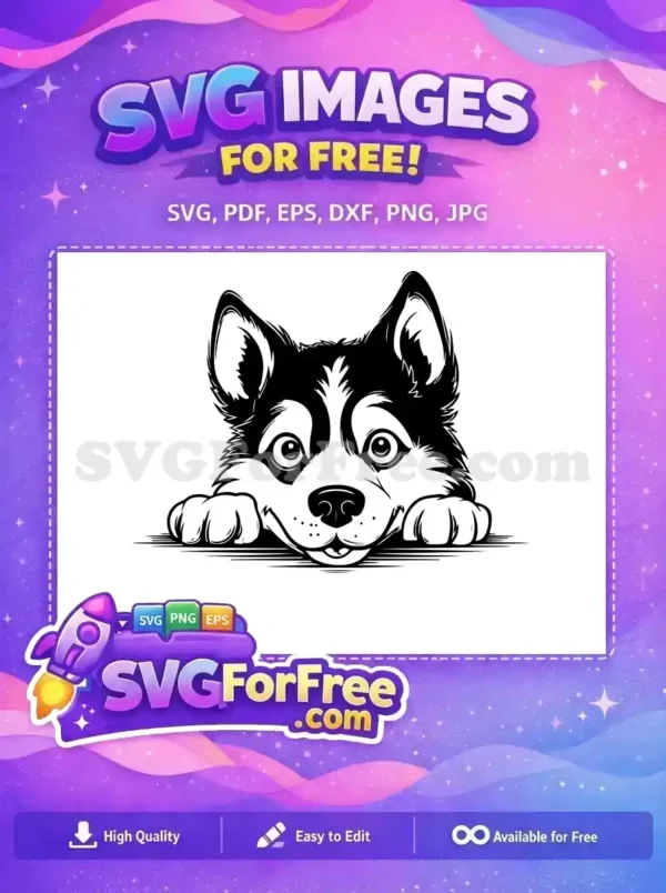 Free Happy Peeking Husky Free Big Eyes Paws Canine Design Free SVG