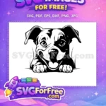 Free Smiling Pitbull Free Peeking Puppy Silhouette Free SVG - Instant Download
