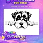 Free Peeking Schnauzer Dog Free Cute Face Clipart Peeking Dog Free SVG - Instant Download