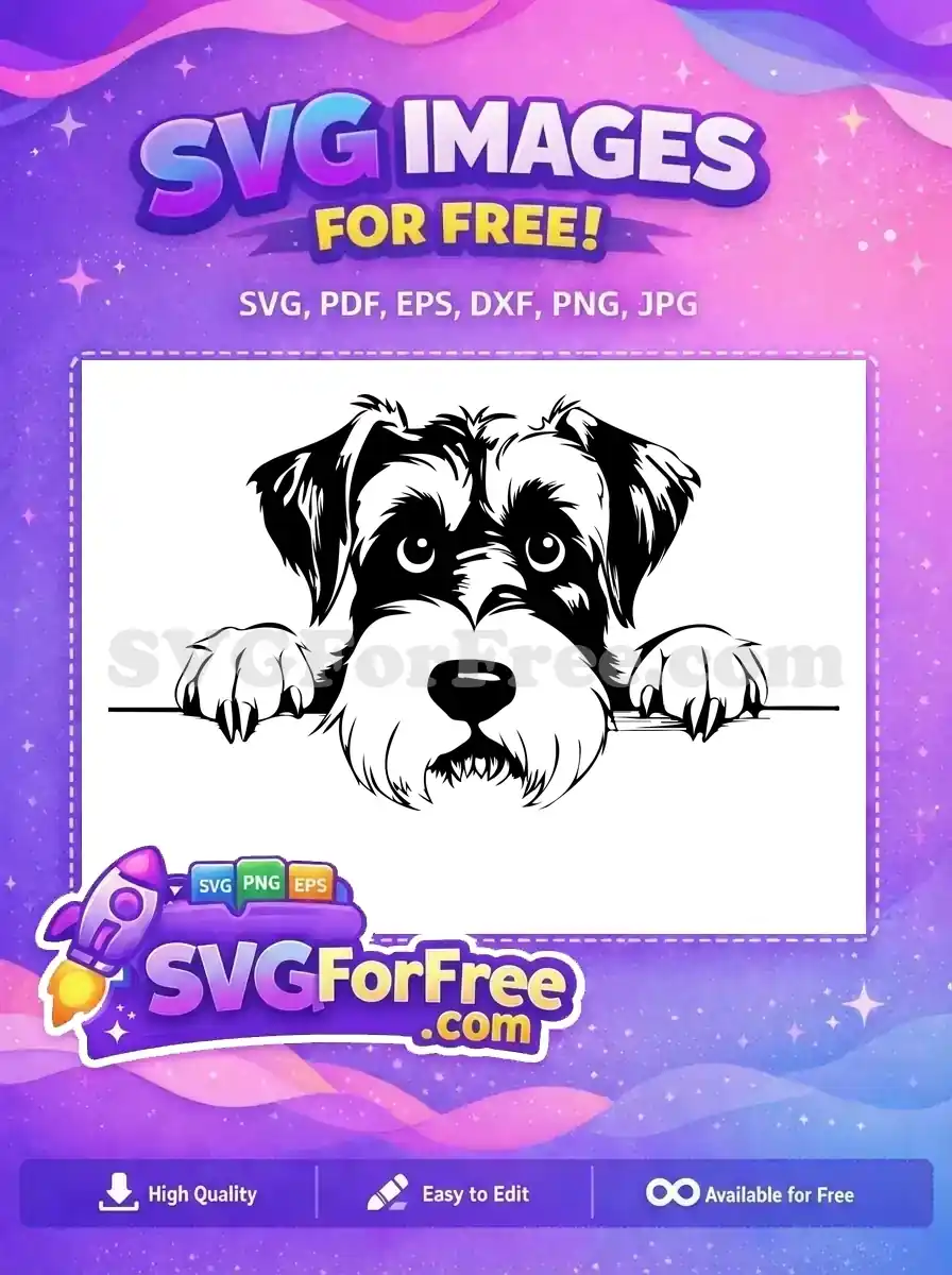 Free Peeking Schnauzer Dog Free Cute Face Clipart Peeking Dog Free SVG