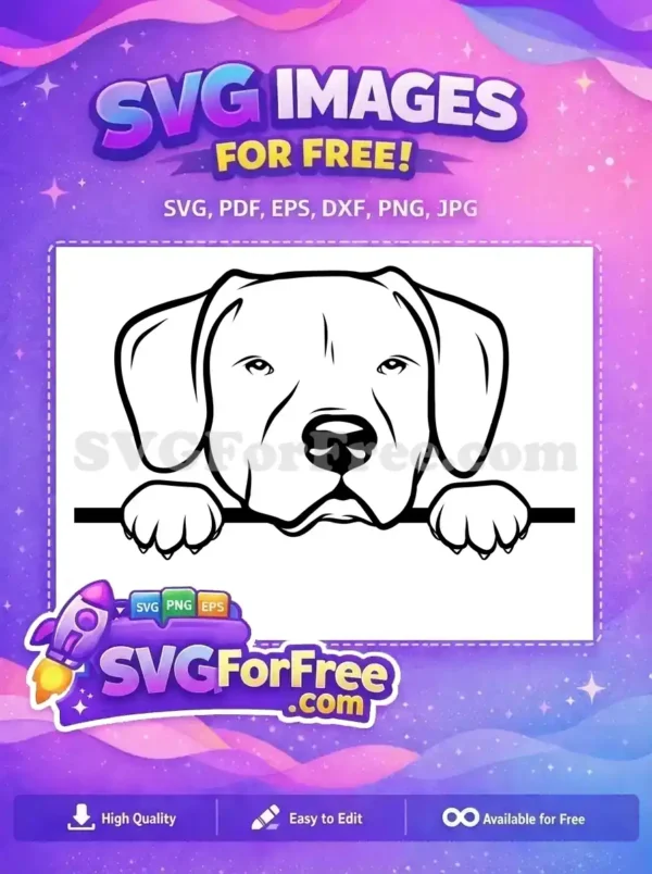 Free Peeking Pitbull Dog Free Black White Line Art Free SVG
