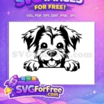Free Happy Fluffy Peeking Dog Free Smiling Face Cute Cartoon Free SVG - Instant Download