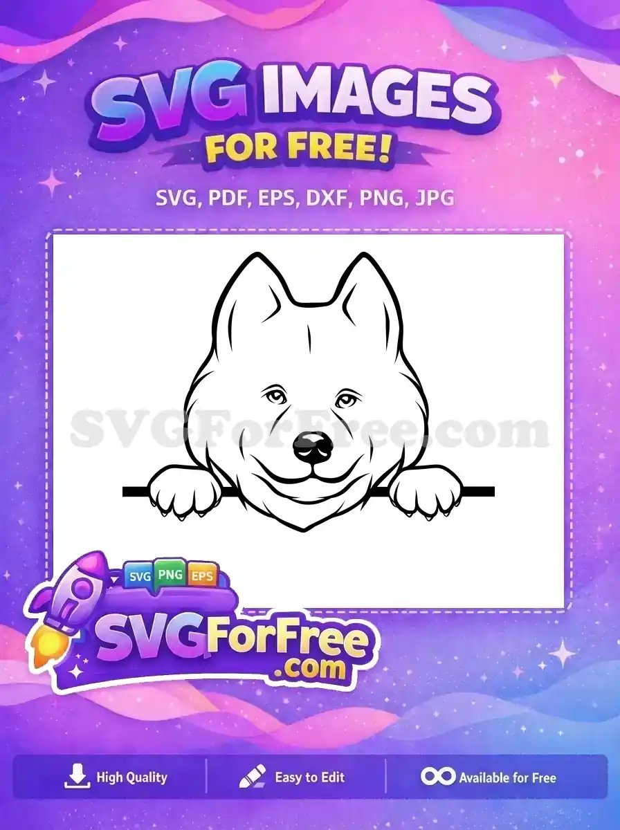 Free Smiling Peeking Akita Free Happy Dog Face Line Art Design Free SVG