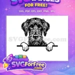 Free Peeking Giant Schnauzer Free Black and White Dog Breed Design Free SVG - Instant Download