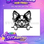 Free Cute Dog Breed Free Peeking Silhouette Art Free SVG - Instant Download