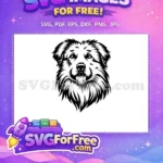 Free Fluffy Border Collie Free Happy Dog Face Peeking Dog Free SVG - Instant Download