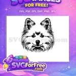 Free Fluffy Pomeranian Face Free Black and White Dog Free SVG - Instant Download