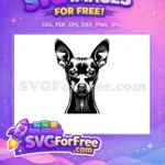 Free Peeking Chihuahua Dog Free Black and White Big Ears Illustration Free SVG - Instant Download