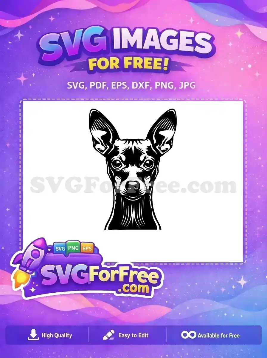 Free Peeking Chihuahua Dog Free Black and White Big Ears Illustration Free SVG