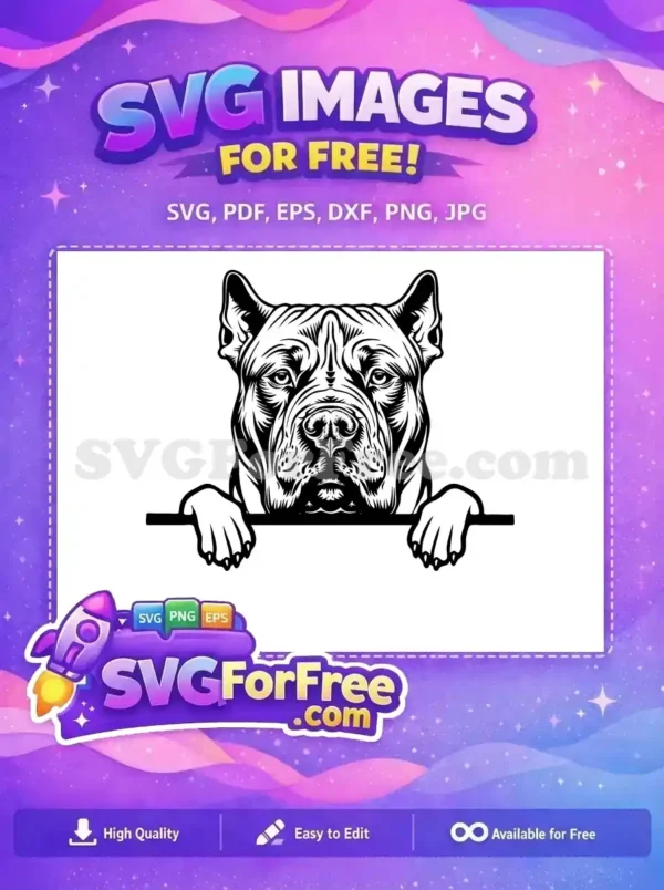 Free Peeking Cane Corso Free Black and White Dog Free SVG
