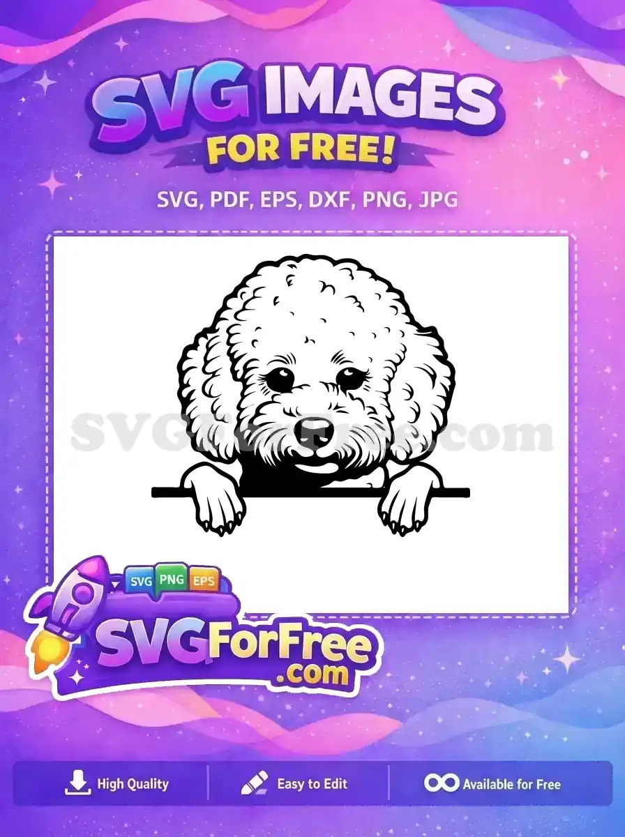 Free Peeking Poodle Dog Free Cute Curly Hair Free SVG