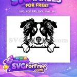 Free Cute Dog Face Free Head Peeking Border Free SVG - Instant Download