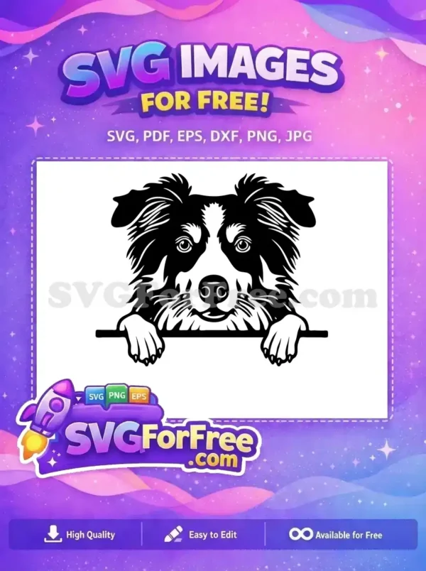 Free Cute Dog Face Free Head Peeking Border Free SVG