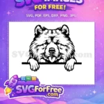 Free Fluffy Chow Chow Free Peeking Paws Dog Tongue Out Free SVG - Instant Download