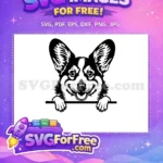 Free Cute Dog Face Free Peeking Window Funny Free SVG 151 - Instant Download