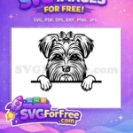 Free Peeking Schnauzer Dog Free Cute Black Line Art Free SVG - Instant Download