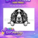 Free English Springer Spaniel Free Peeking Black White Dog Free SVG - Instant Download