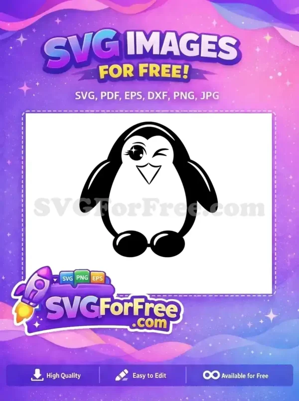 Free Winking Eye Free Cute Penguin Animal Free SVG