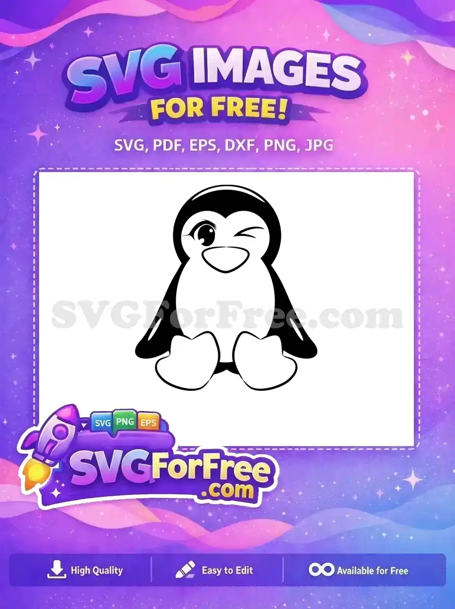 Free Winking Eye Free Sitting Pose Penguin Free SVG