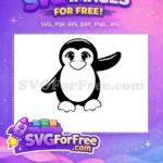Free Cute Eyes Free Waving Penguin Cartoon Free SVG - Instant Download