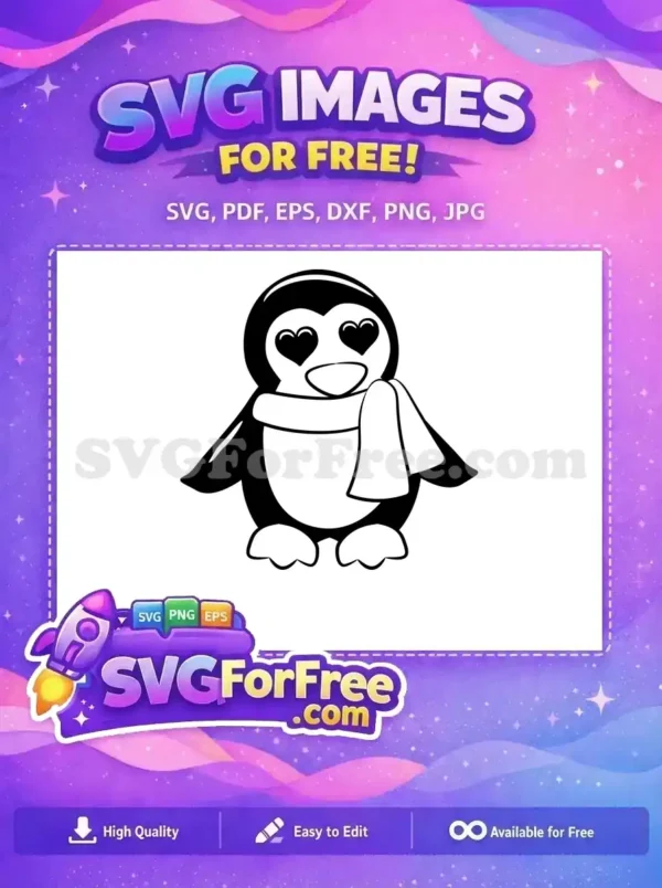 Free Heart Eyes Free Scarf Penguin Valentine Free SVG Free Heart Eyes Free Scarf Penguin Valentine Free SVG