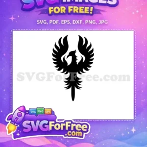Free Black Phoenix Silhouette Free Spreading Wings Mythical Creature Free SVG