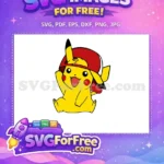Free Waving Pikachu Free Red Hat Pokemon Free SVG - Instant Download