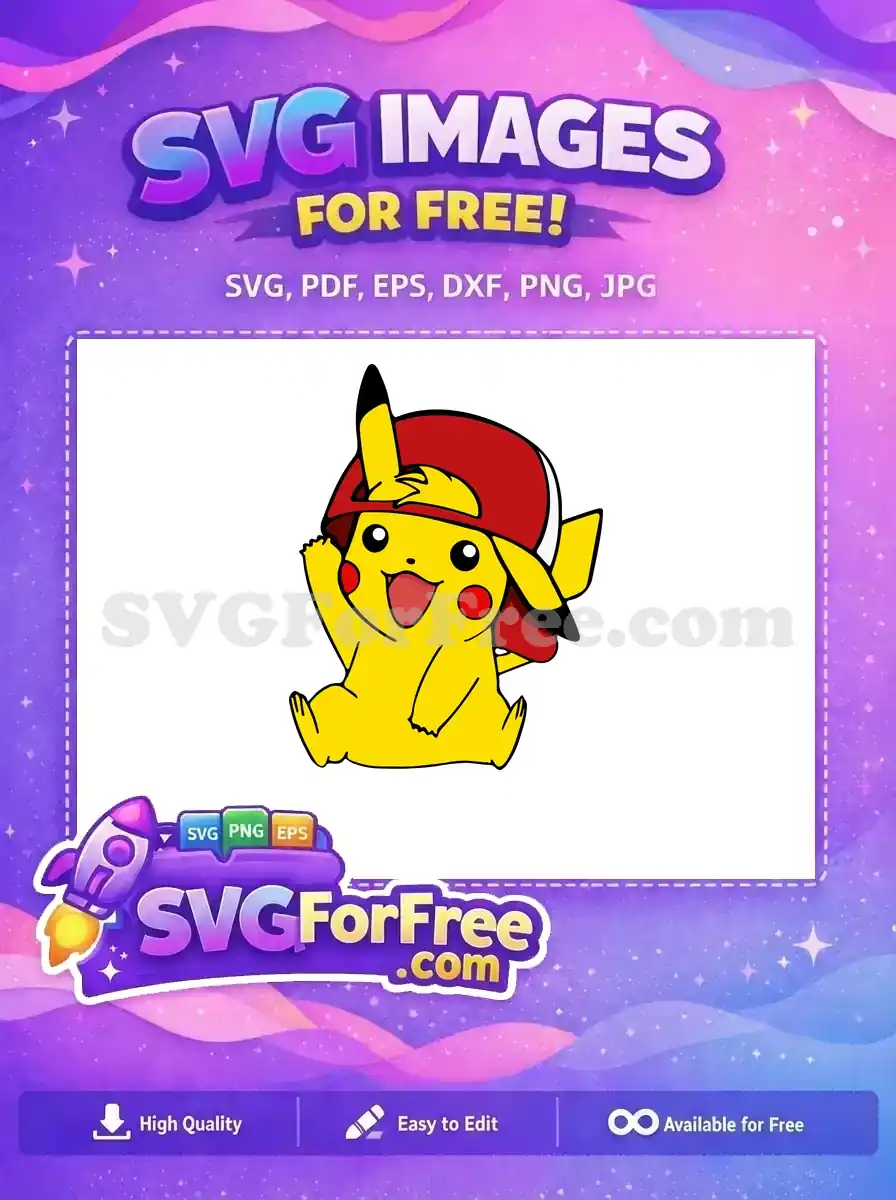 Free Waving Pikachu Free Red Hat Pokemon Free SVG