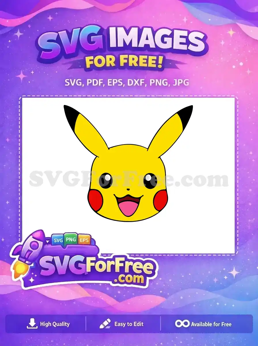 Free Smiling Pikachu Face Free Red Cheeks Pokemon Free SVG 1
