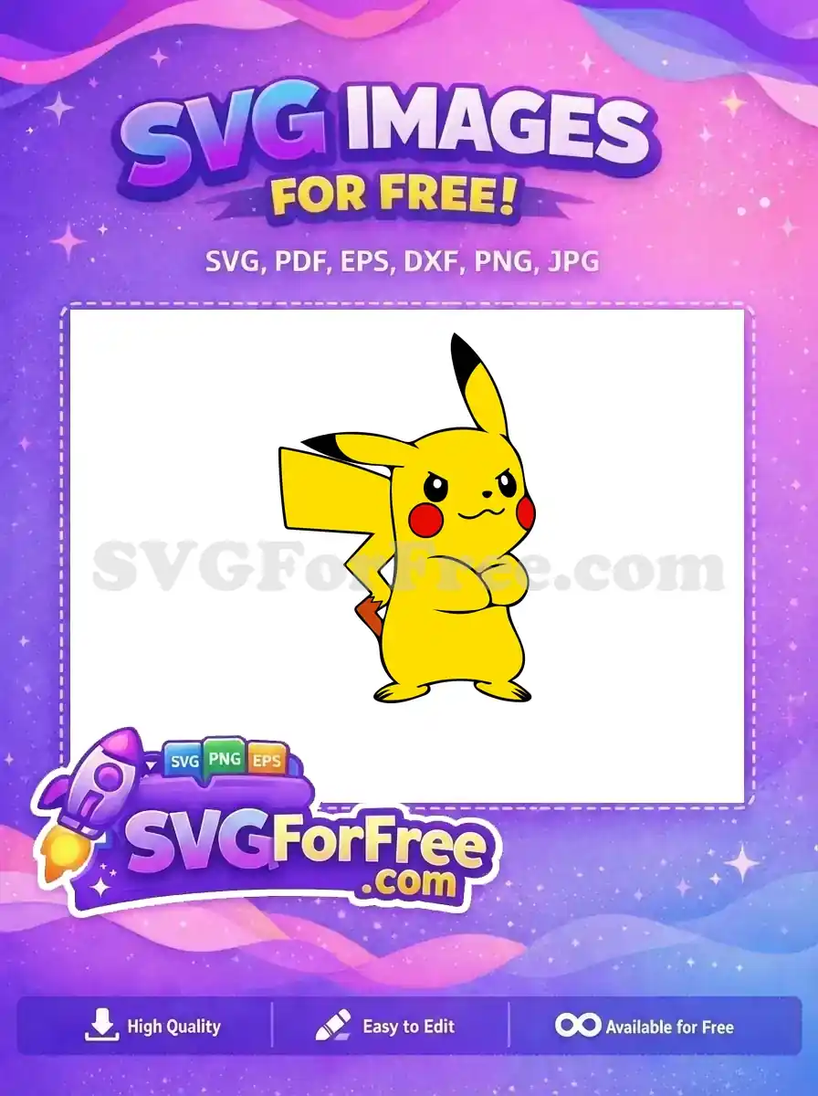 Free Angry Expression Free Arms Crossed Pikachu Cartoon Free SVG