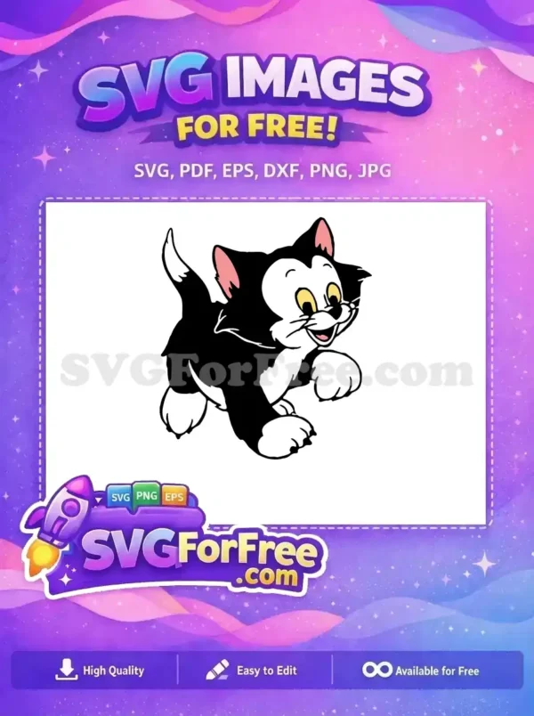 Free Figaro Happy Cat Free Pink Ears Pinocchio Free SVG