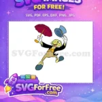 Free Happy Jiminy Cricket Free Red Umbrella Blue Hat Pinocchio Free SVG - Instant Download