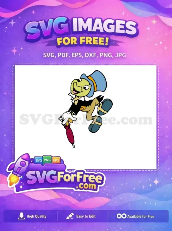 Free Jiminy Cricket Happy Free Umbrella Pinocchio Free SVG 1