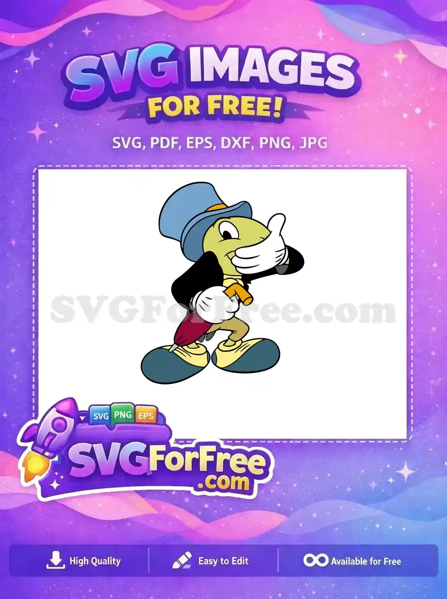 Free Top Hat Free Umbrella Jiminy Cricket Pinocchio Free SVG