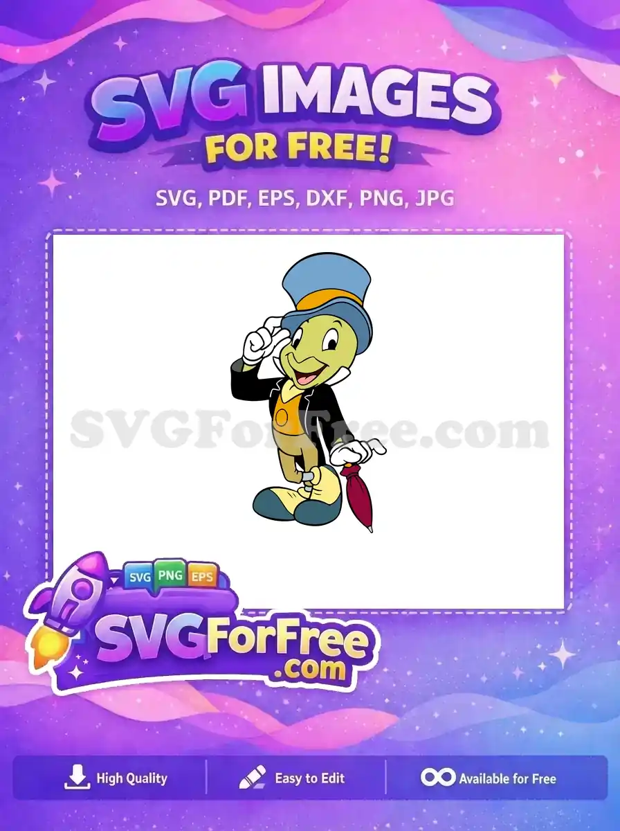 Free Jiminy Cricket Happy Free Umbrella Accessory Pinocchio Free SVG