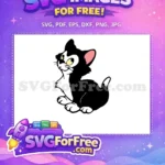 Free Figaro Cat Portrait Free Pink Ear Pinocchio Free SVG - Instant Download