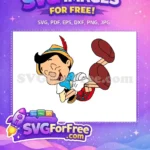 Free Happy Smiling Free Blue Bowtie Pinocchio Free SVG - Instant Download