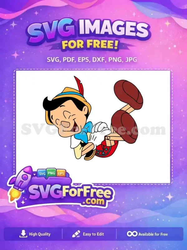 Free Happy Smiling Free Blue Bowtie Pinocchio Free SVG