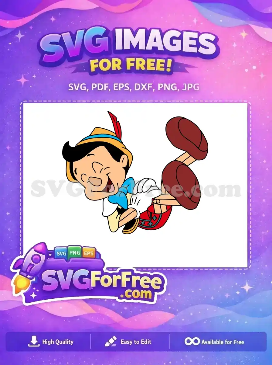 Free Happy Smiling Free Blue Bowtie Pinocchio Free SVG
