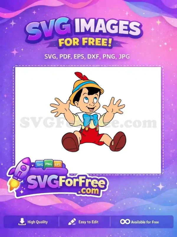 Free Joyful Puppet Free Red Outfit Pinocchio Free SVG