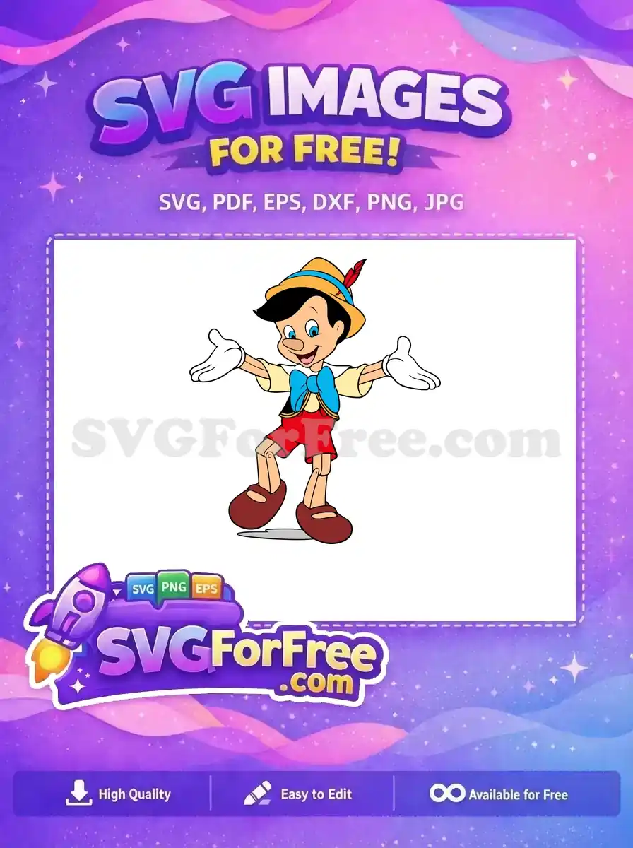 Free Smiling Puppet Free Blue Bowtie Pinocchio Free SVG 2