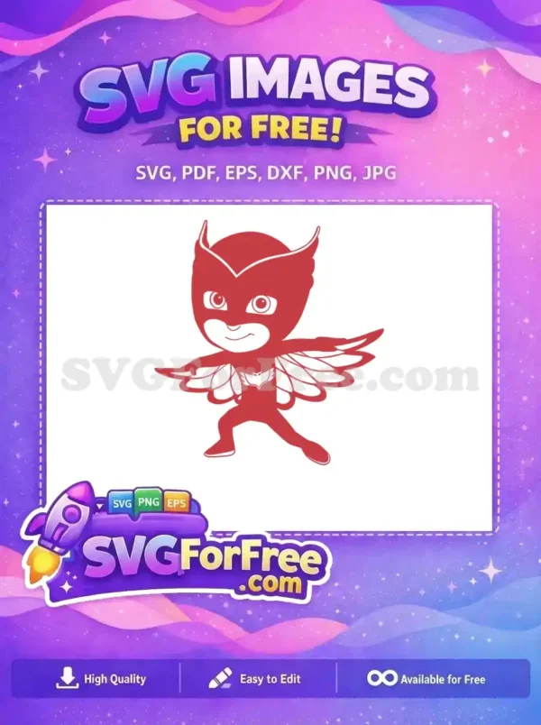 Free Owlette Silhouette Free Red Costume Pj Masks Free SVG