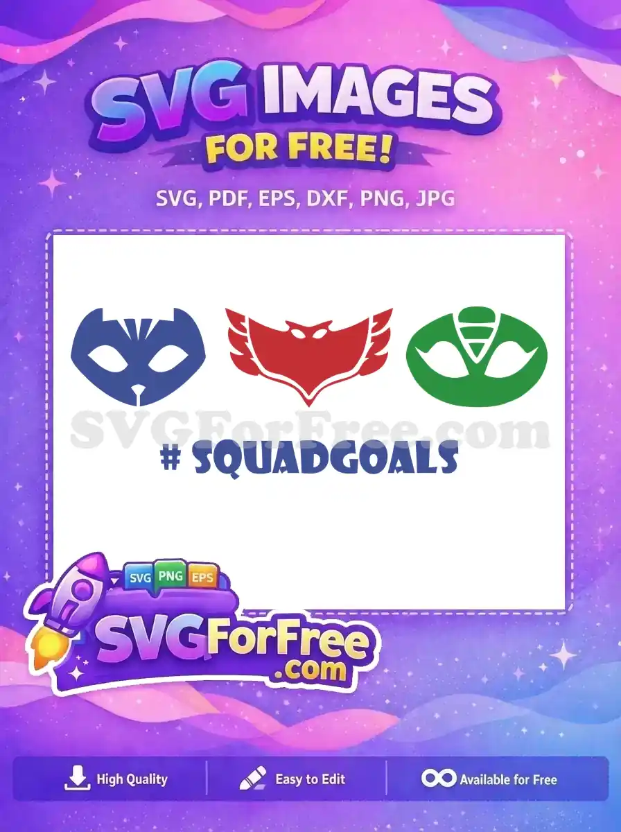 Free Catboy Owlette Gekko Free Squadgoals Pj Masks Free SVG 1