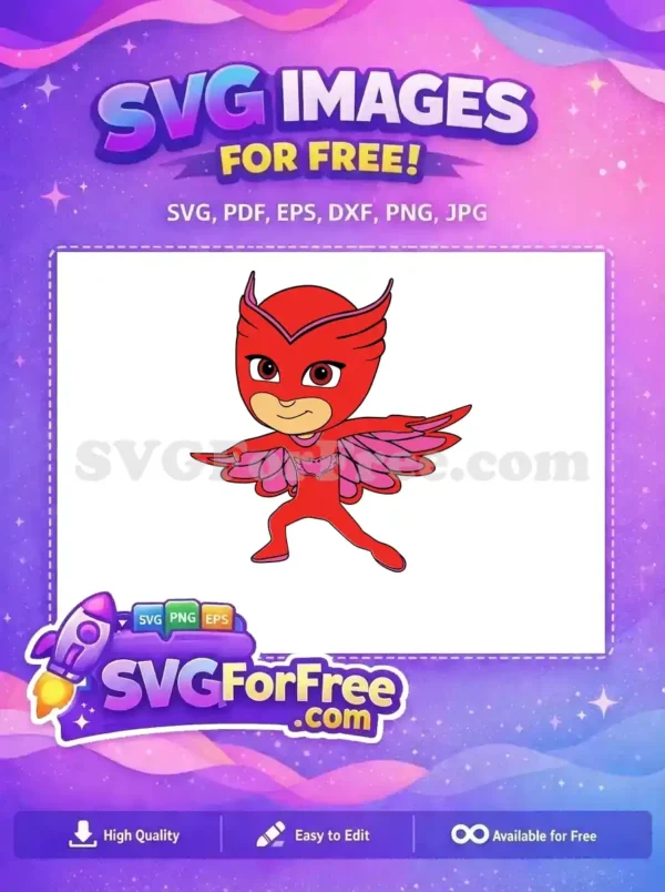 Free Red Owlette Smiling Free Pink Wings PJ Masks Free SVG